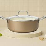 Coobinox® MUSH Moca Ceramic Coating Induction Shallow Hot Pot 22cm(CO-13-05) Non-Stick Aluminum Body with Glass Lid